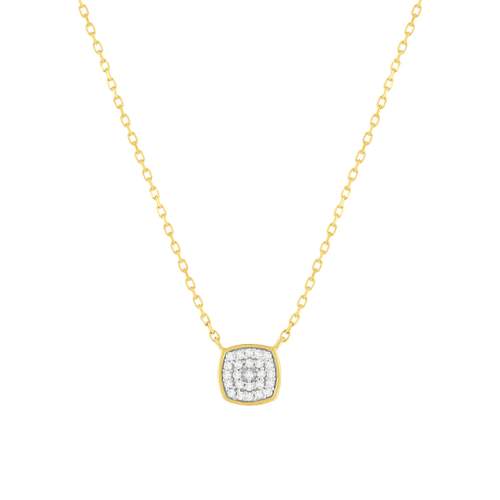 Collier or 375 2 tons diamants 42 cm motif carré