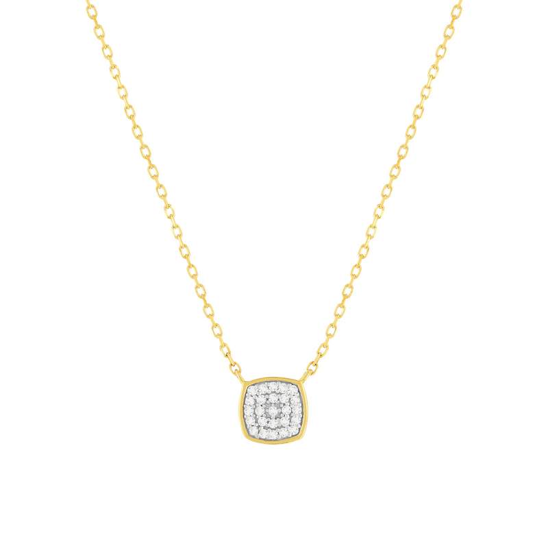 Collier or 375 2 tons diamants 42 cm motif carré - vue 1