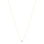 Collier or 375 2 tons diamants 42 cm motif carré - vue 2