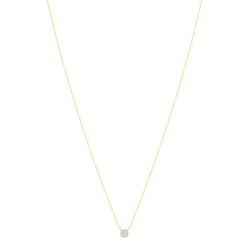 Collier or 375 2 tons diamants 42 cm motif carré - vue 2