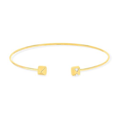 Bracelet rigide or jaune 375 diamants motif pyramide