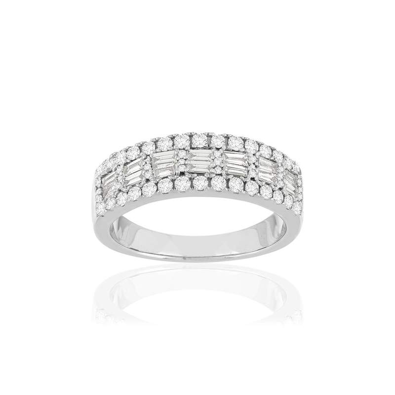 Bague or blanc 750 diamants - vue 1