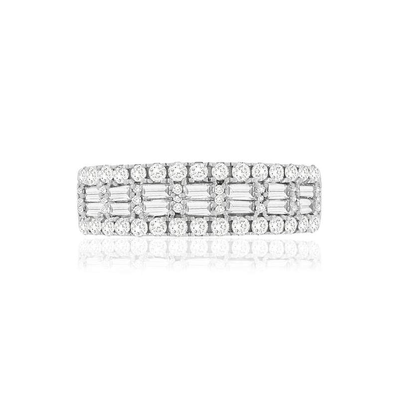 Bague or blanc 750 diamants - vue 3