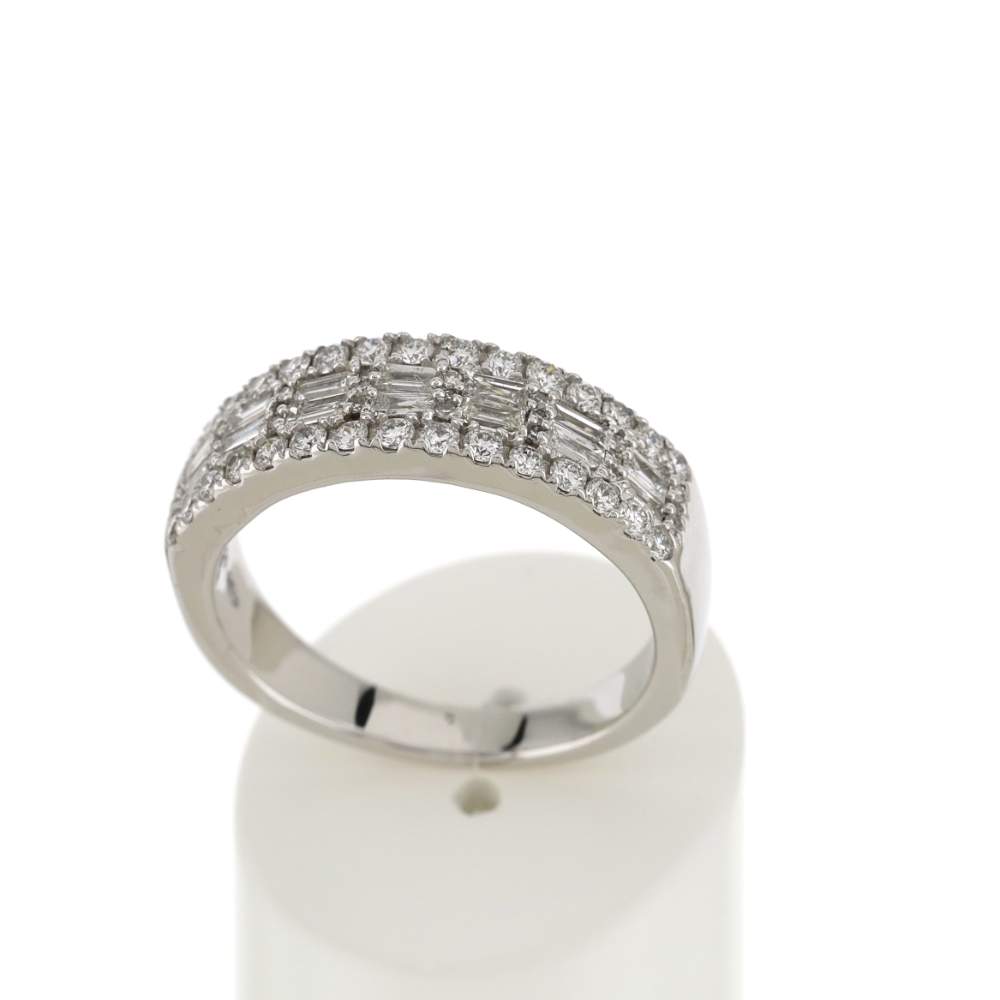 Bague or blanc 750 diamants - vue 2