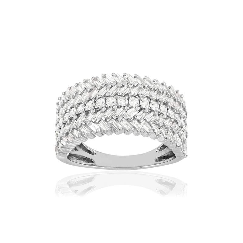Bague or blanc 750 diamants - vue 1