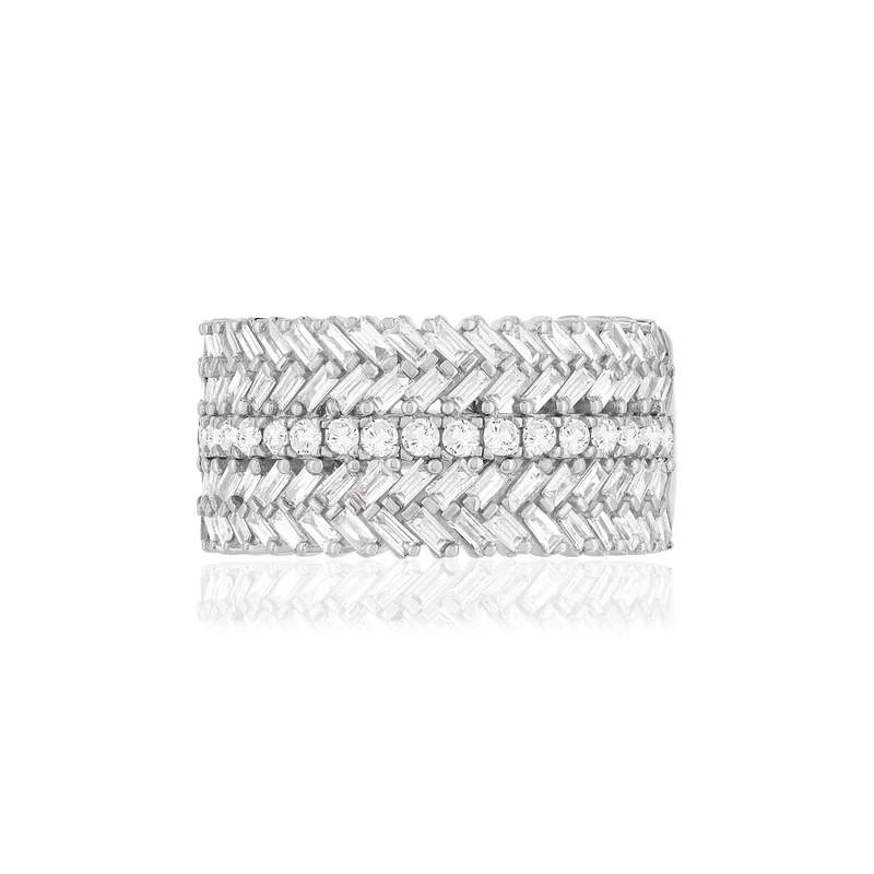 Bague or blanc 750 diamants - vue 3