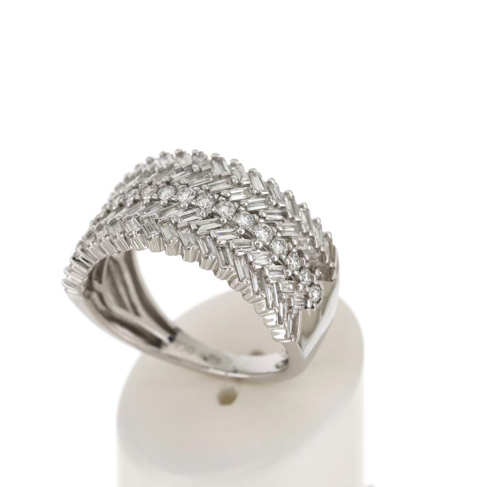 Bague or blanc 750 diamants - vue 3