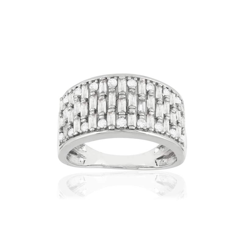 Bague or blanc 750 diamants - vue 1