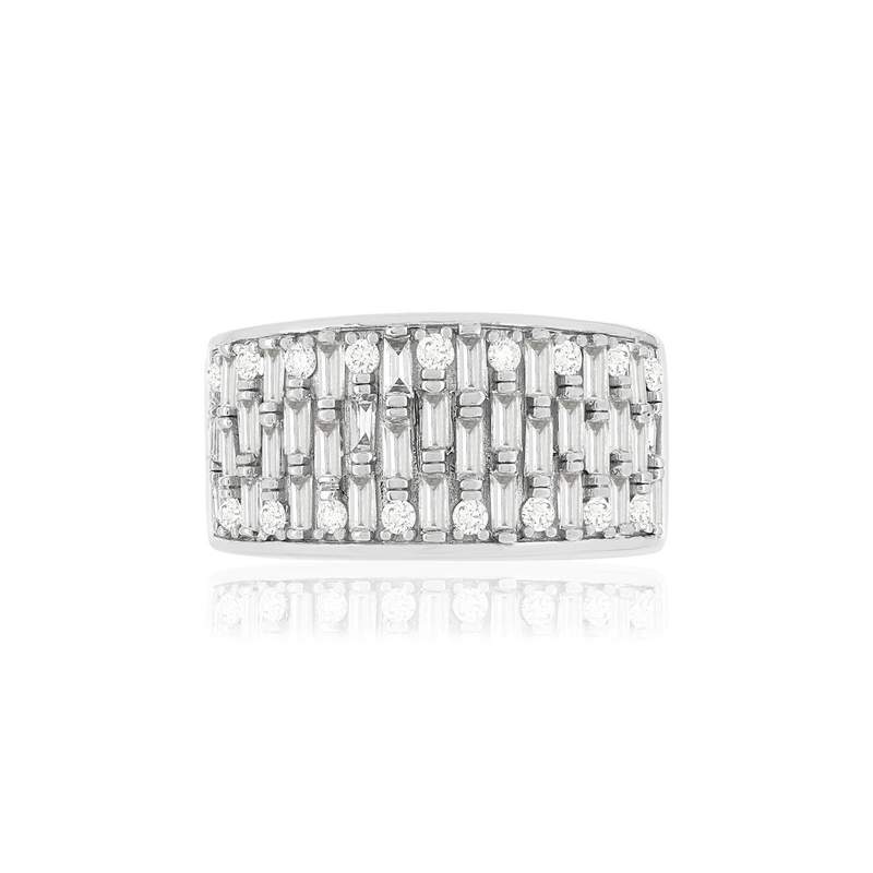 Bague or blanc 750 diamants - vue 3