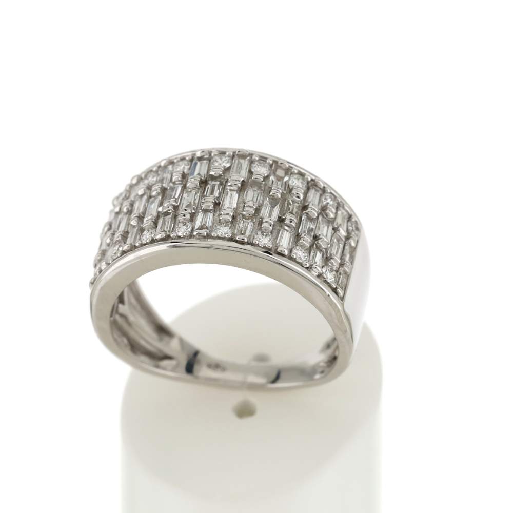 Bague or blanc 750 diamants - vue 2