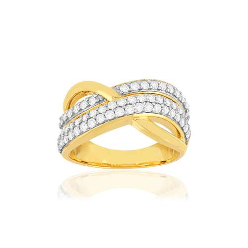 Bague or 750 2 tons diamants