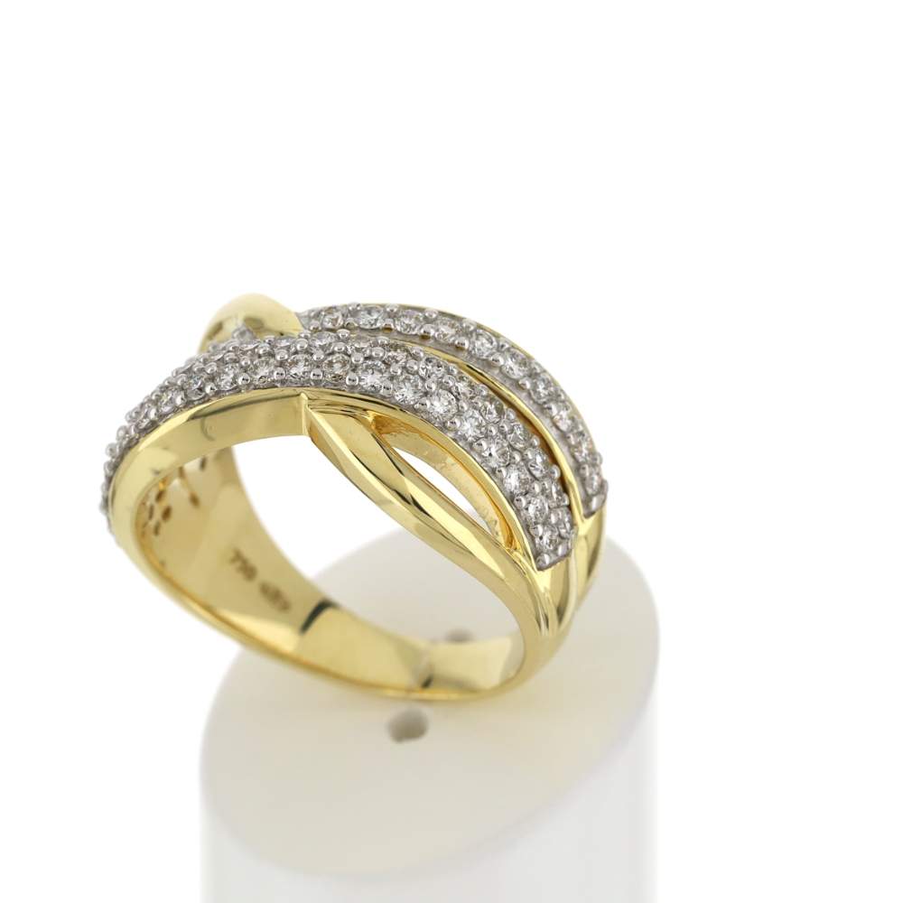 Bague or 750 2 tons diamants - vue 3