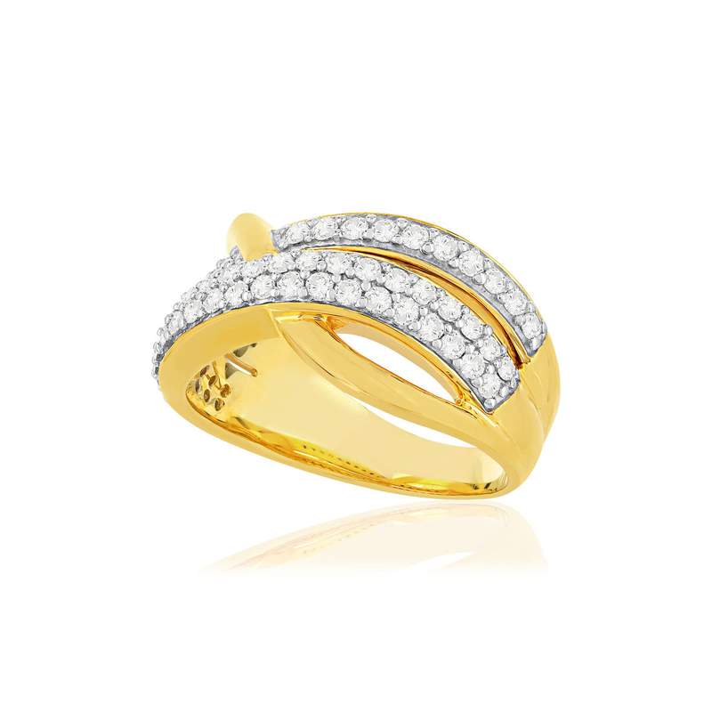 Bague or 750 2 tons diamants - vue D1