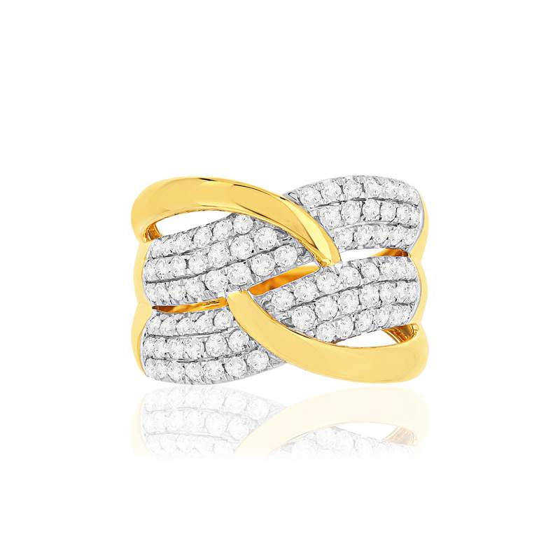 Bague or 750 2 tons diamants - vue 3