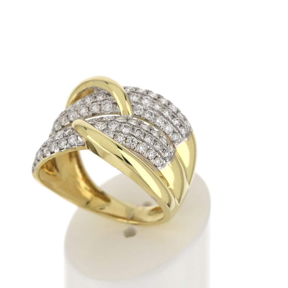 Bague or 750 2 tons diamants - vue 3