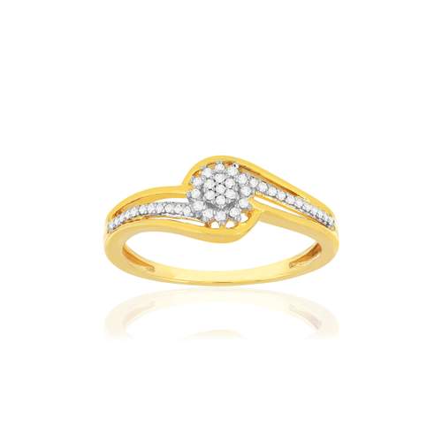 Bague or 375 2 tons diamants