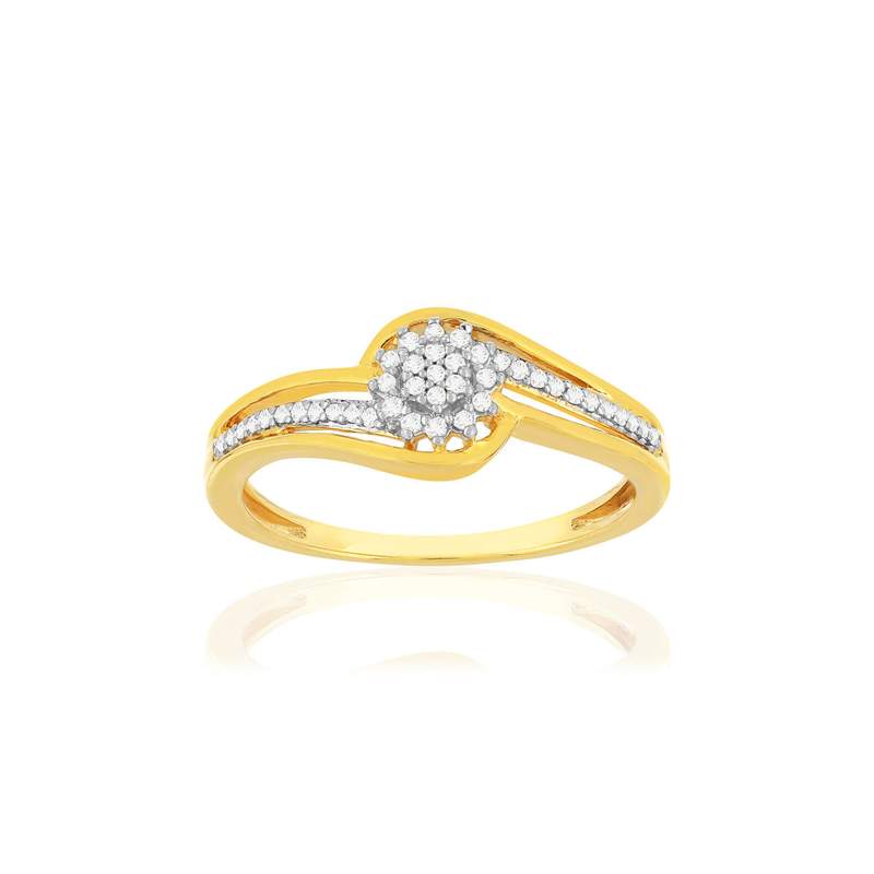 Bague or 375 2 tons diamants - vue 1