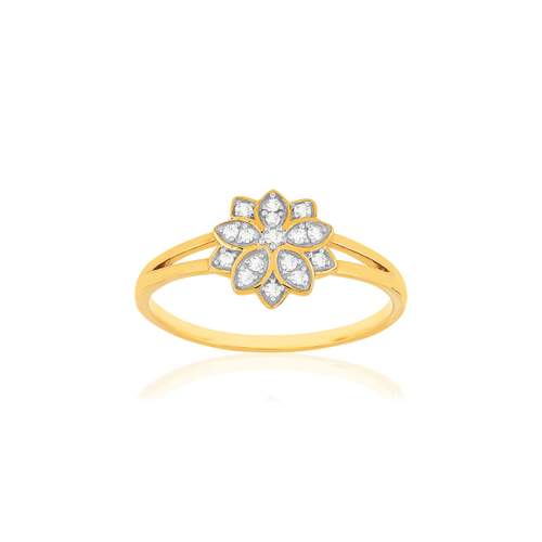 Bague or 375 2 tons diamants