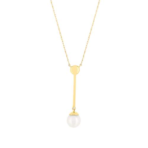 Yellow gold necklace 375 pearl 44 cm