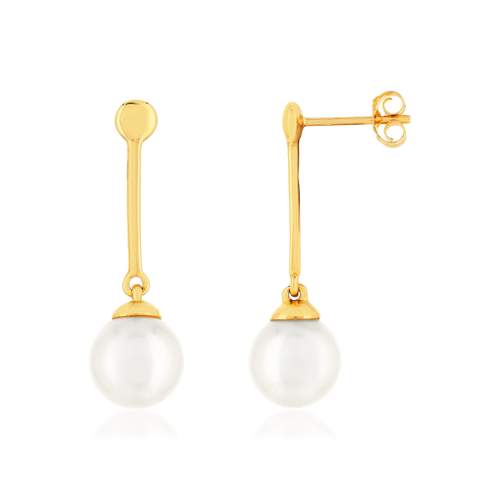 Boucles d'oreilles or jaune 375 perles de culture