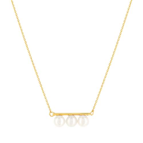 Yellow gold necklace 375 chinese cultured pearls 42 cm