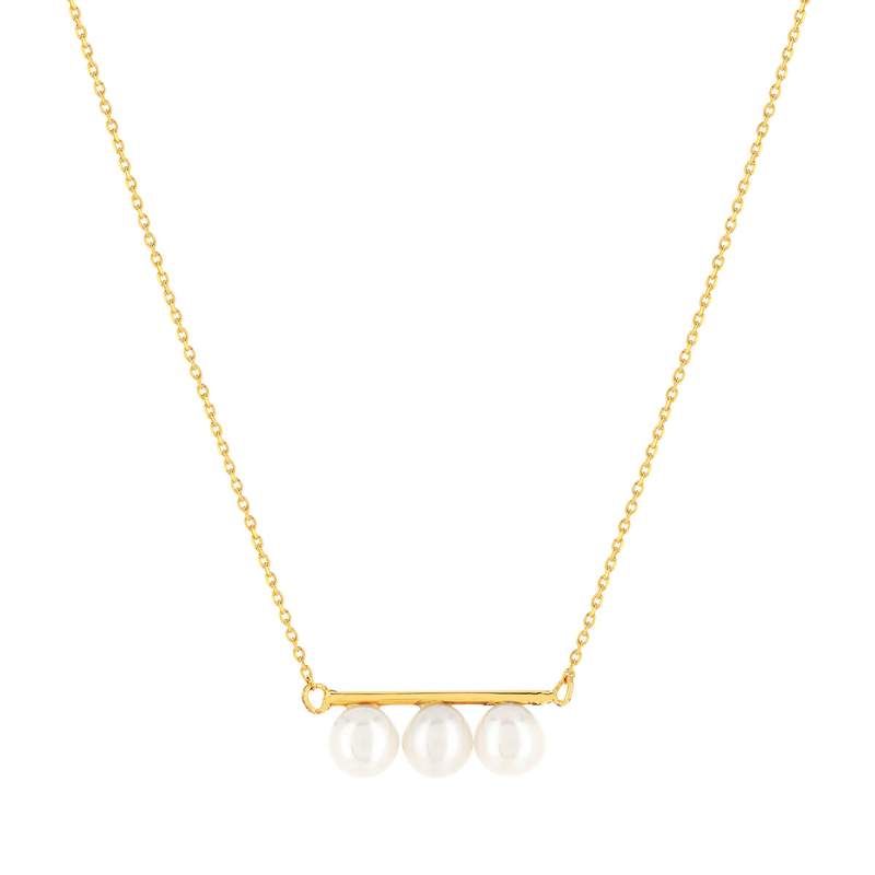 375 yellow gold necklace with Chinese cultured pearls, 42 cm - view 1
