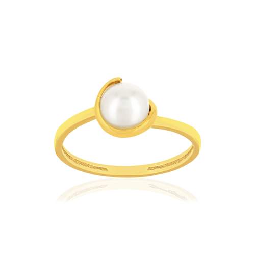 Bague or jaune 375 perle de culture de chine