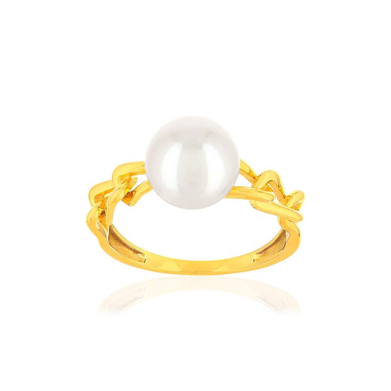 Bague or jaune 375 perle de culture de chine - vue 1