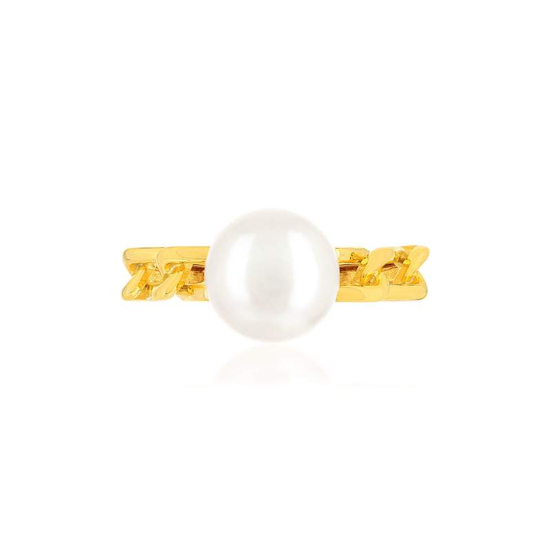 Bague or jaune 375 perle de culture de chine - vue 3