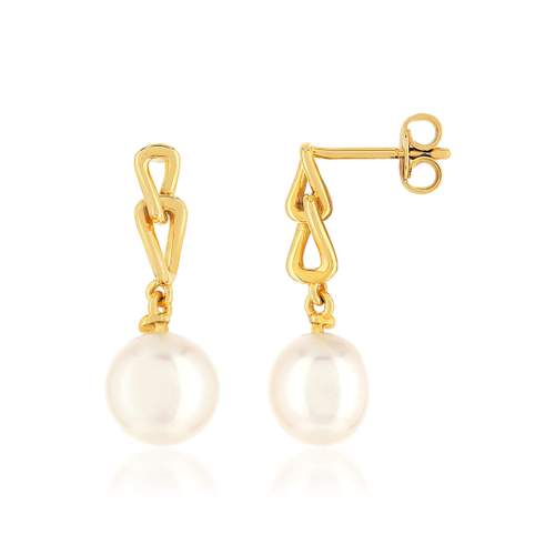 Boucles d'oreilles or jaune 375 perles de culture de chine