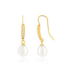 Boucles d'oreilles or jaune 375 perles de culture de chine zirconias - vue 1