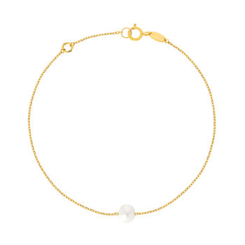 Bracelet or jaune 375 perle de culture de chine 19 cm