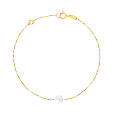 Bracelet or jaune 375 perle de culture de chine 19 cm - vue 1