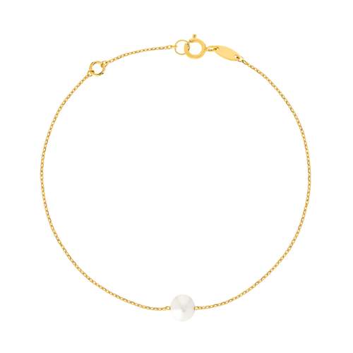 Bracelet or jaune 375 perle de culture de chine 19 cm