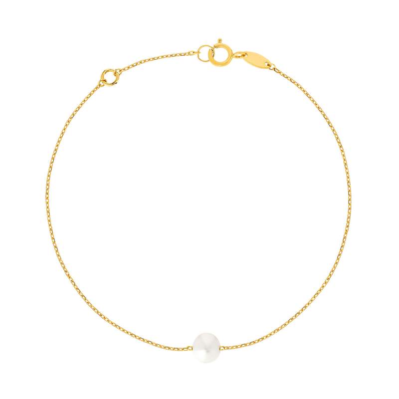 Bracelet or jaune 375 perle de culture de chine 19 cm - vue 1