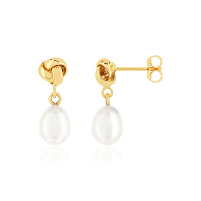 Boucles d'oreilles or 375 perles de culture de chine