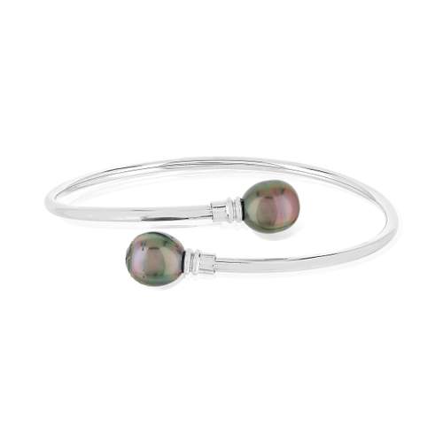 Bracelet rigide argent 925 perles de tahiti 60 mm