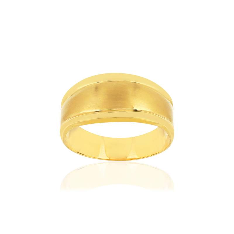 Bague or jaune 375 effet brossé et poli - vue 1