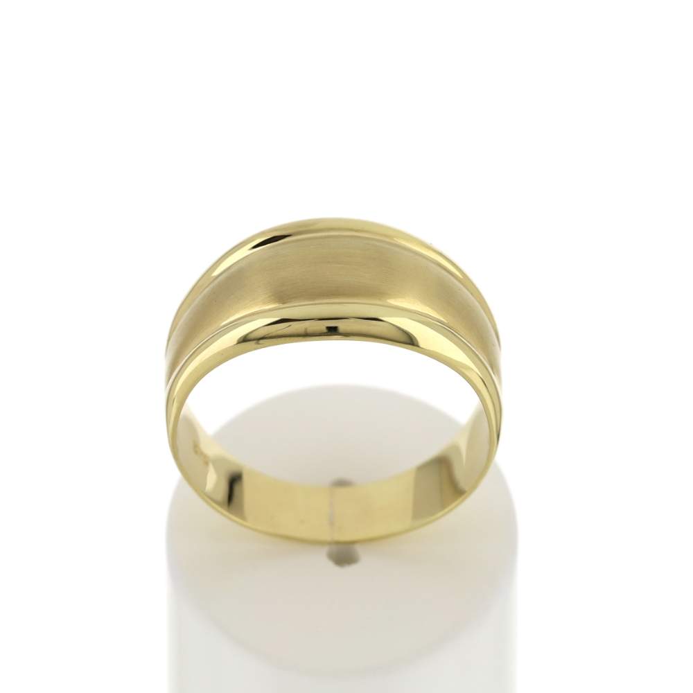 Bague or jaune 375 effet brossé et poli - vue 1