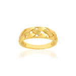 Bague or jaune 375 motif tressé, effet brossé et poli - vue 1