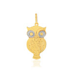 Pendentif or 375 2 tons, motif hibou - vue 1