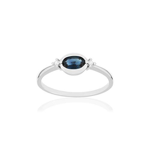 Bague or blanc 375 saphir diamants