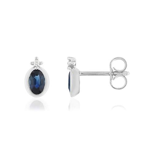 Boucles d'oreilles or blanc 375 saphirs diamants