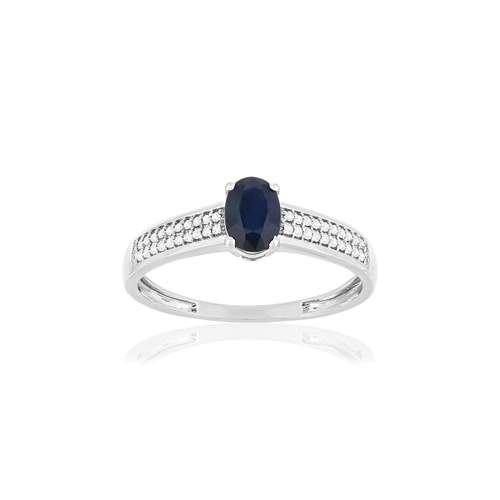 Bague or blanc 375 saphir diamants