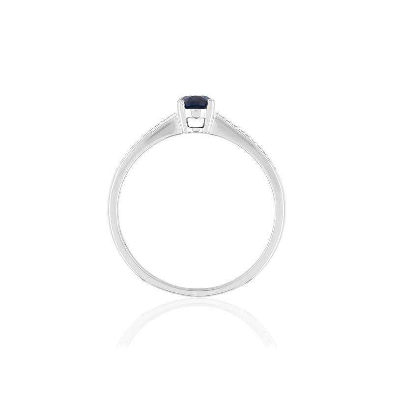 Bague or blanc 375 saphir diamants - vue 2