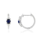 Boucles d'oreilles or blanc 375 saphirs diamants - vue 1