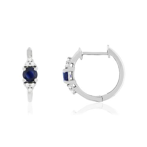 Boucles d'oreilles or blanc 375 saphirs diamants