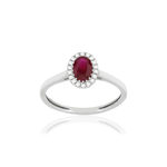 Bague or blanc 750 rubis diamants - vue 1