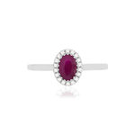 Bague or blanc 750 rubis diamants - vue 3