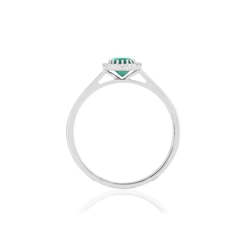 Bague or blanc 750 émeraude diamants - vue 2